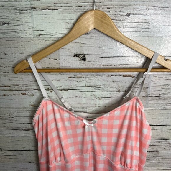 Deesse Lingerie white pink Night Gown Built in Bra Stretchy Soft Sleeveless - Picture 3 of 6